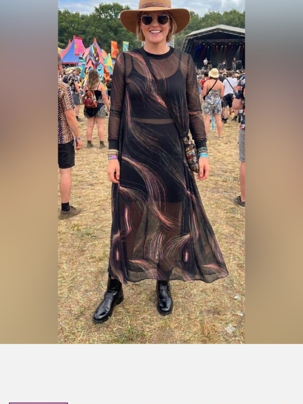 All Saints Sheer Black Maxi Dress with Subtle Iridescent Swirl